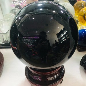 Kristallkuul Must Obsidiaan 6cm + alus
